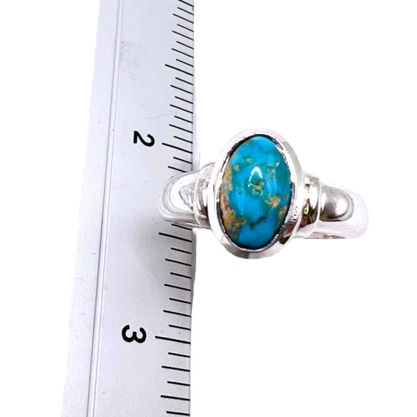 Oval Persian Turquoise Brown Matrix Silver Ring, sz 7,8 - Image 11