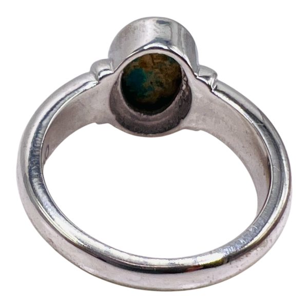 Oval Persian Turquoise Brown Matrix Silver Ring, sz 7,8 - Image 4