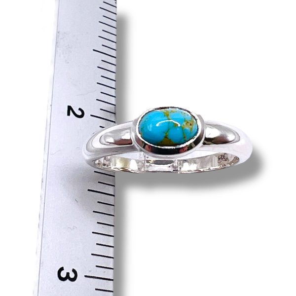 Brown Matrix Oval Persian Turquoise Silver Ring, sz 4 -10 - Image 9