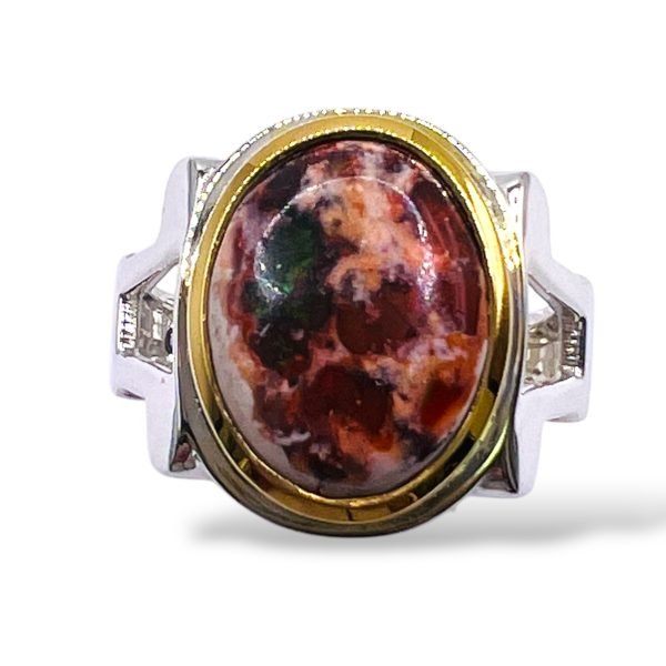 Large Mexican Fire Opal Ring | Sterling Silver, sz 10.25