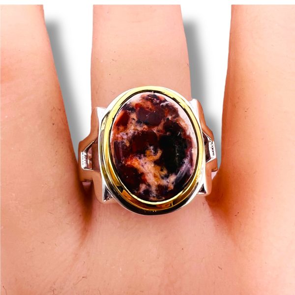 Large Mexican Fire Opal Ring | Sterling Silver, sz 10.25 - Image 14