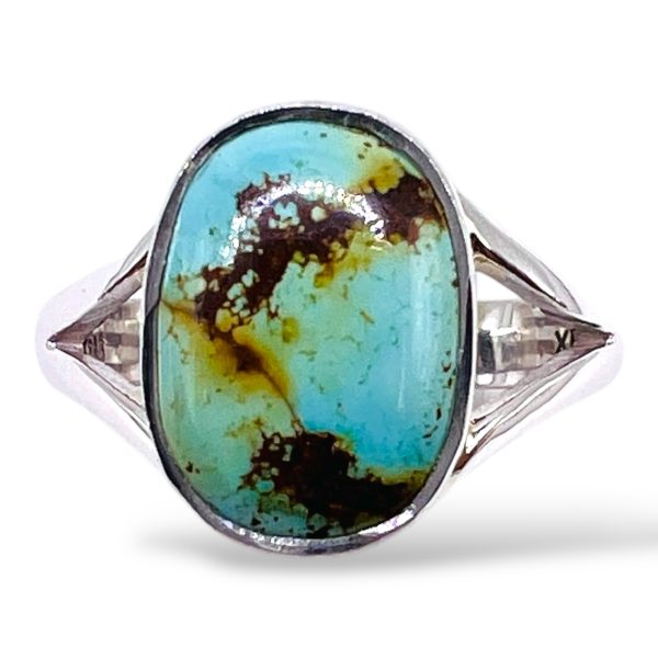 Brown Matrix Blue Turquoise Ring | Sterling Silver, sz 9.5 - Image 2