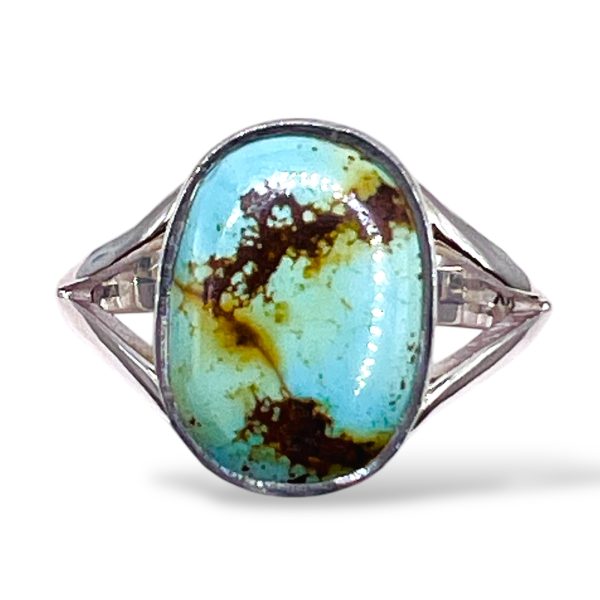 Brown Matrix Blue Turquoise Ring | Sterling Silver, sz 9.5 - Image 12