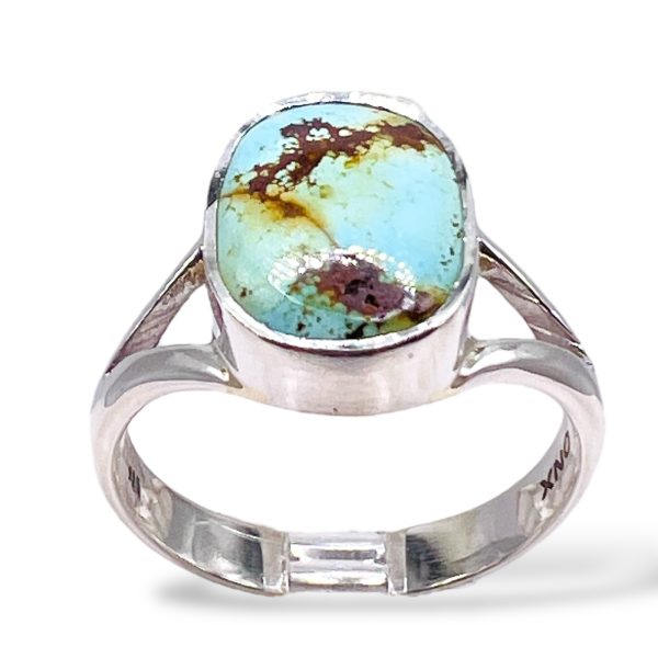 Brown Matrix Blue Turquoise Ring | Sterling Silver, sz 9.5 - Image 11