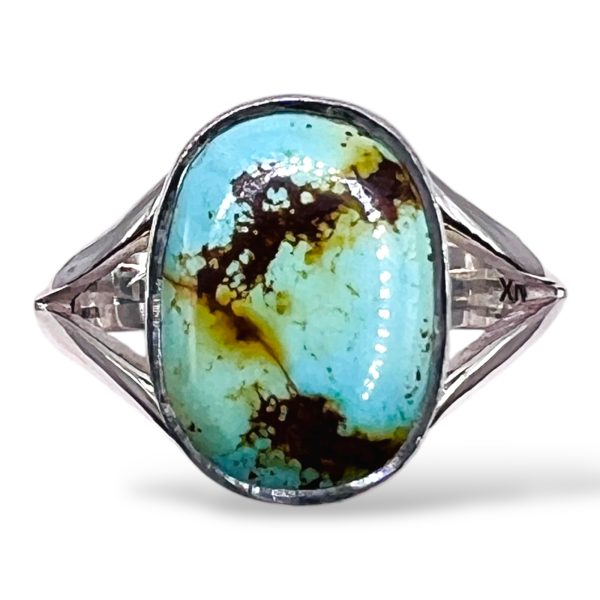 Brown Matrix Blue Turquoise Ring | Sterling Silver, sz 9.5 - Image 10