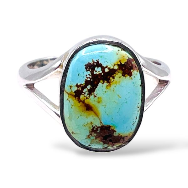 Brown Matrix Blue Turquoise Ring | Sterling Silver, sz 9.5 - Image 7