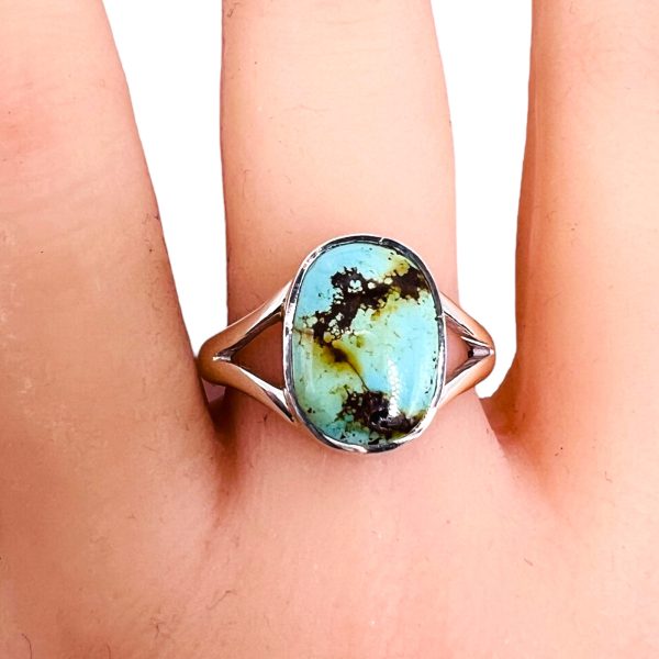 Brown Matrix Blue Turquoise Ring | Sterling Silver, sz 9.5 - Image 5