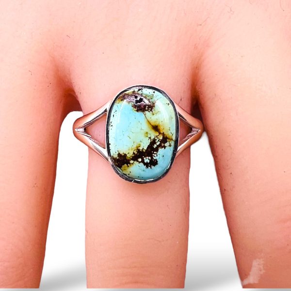 Brown Matrix Blue Turquoise Ring | Sterling Silver, sz 9.5 - Image 4