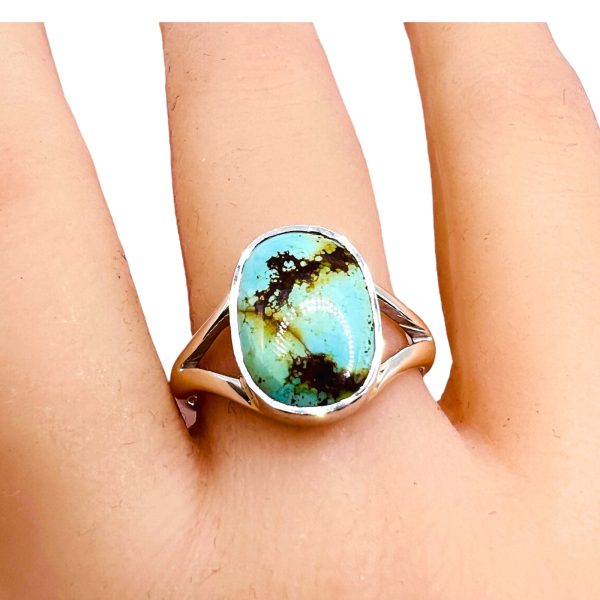 Brown Matrix Blue Turquoise Ring | Sterling Silver, sz 9.5 - Image 3