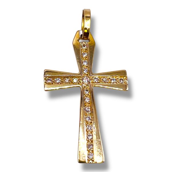 Diamond Cross Pendant | 18k Solid Yellow Gold