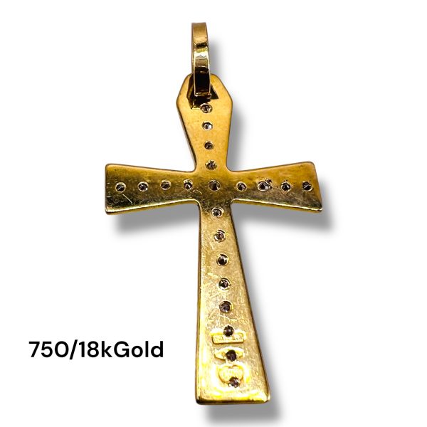 Diamond Cross Pendant | 18k Solid Yellow Gold - Image 4