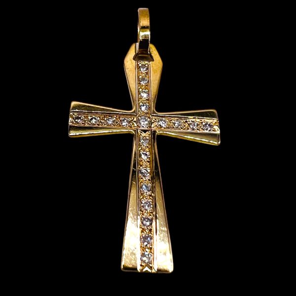 Diamond Cross Pendant | 18k Solid Yellow Gold - Image 2