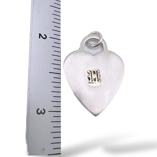 Heart Shape Dog Tag ID Pendant Initial 'H' 10k Gold Letter - Image 3