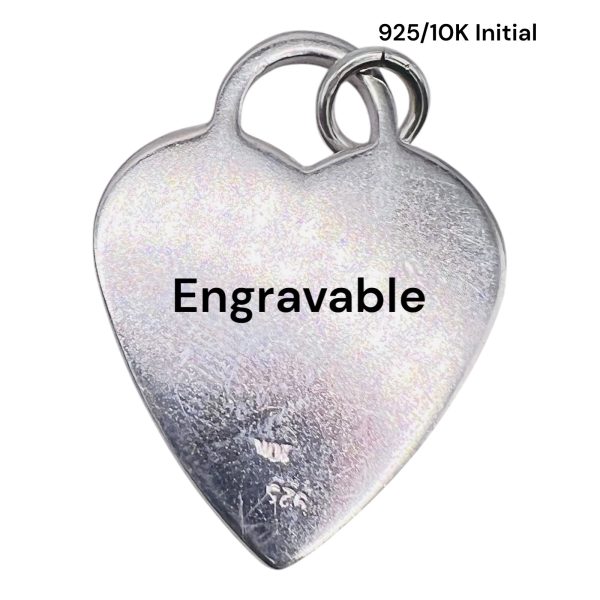 Heart Shape Dog Tag ID Pendant Initial 'H' 10k Gold Letter - Image 2