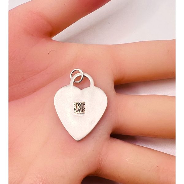 Heart Shape Dog Tag ID Pendant Initial 'H' 10k Gold Letter - Image 4