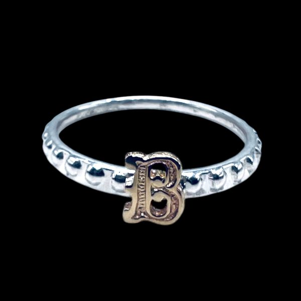 Initial Ring "B" 10k Gold Lettering, Size 6.75 | 925 Silver - Image 5