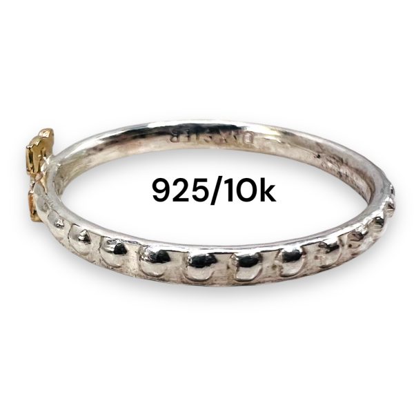 Initial Ring "E" 10k Gold Lettering | 1.5mm Silver Band - Image 9