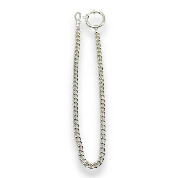 Unisex Sterling Silver Pocket Watch Chain 12" - Curb Link