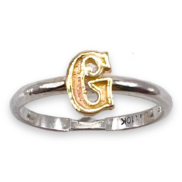 Alphabet Rings Initial "G" 10k Gold Lettering | 925 Silver - Image 4