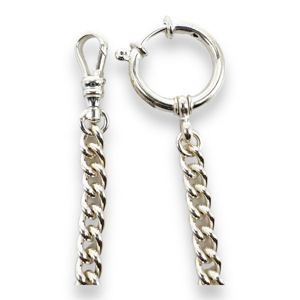 Unisex Sterling Silver Pocket Watch Chain 12" - Curb Link - Image 2