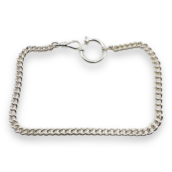 Unisex Sterling Silver Pocket Watch Chain 12" - Curb Link - Image 5