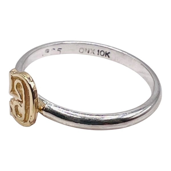 Alphabet Rings Initial "G" 10k Gold Lettering | 925 Silver - Image 6