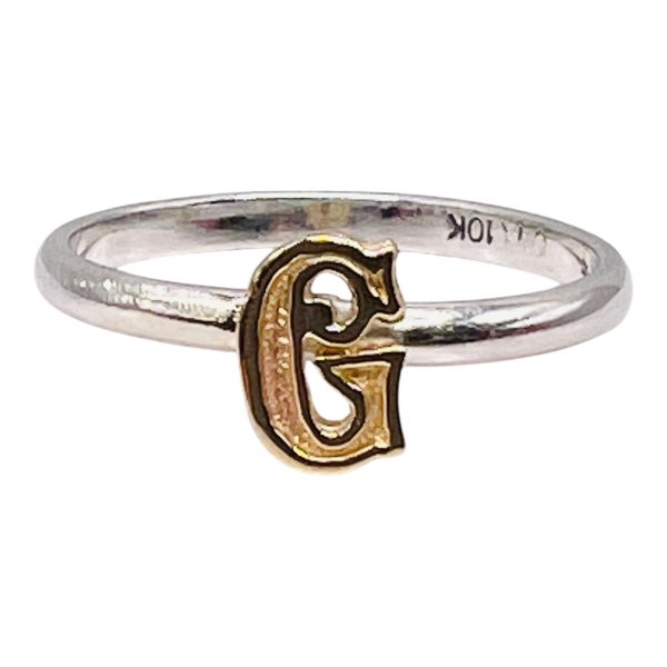 Alphabet Rings Initial "G" 10k Gold Lettering | 925 Silver - Image 7