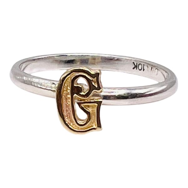 Alphabet Rings Initial "G" 10k Gold Lettering | 925 Silver - Image 10