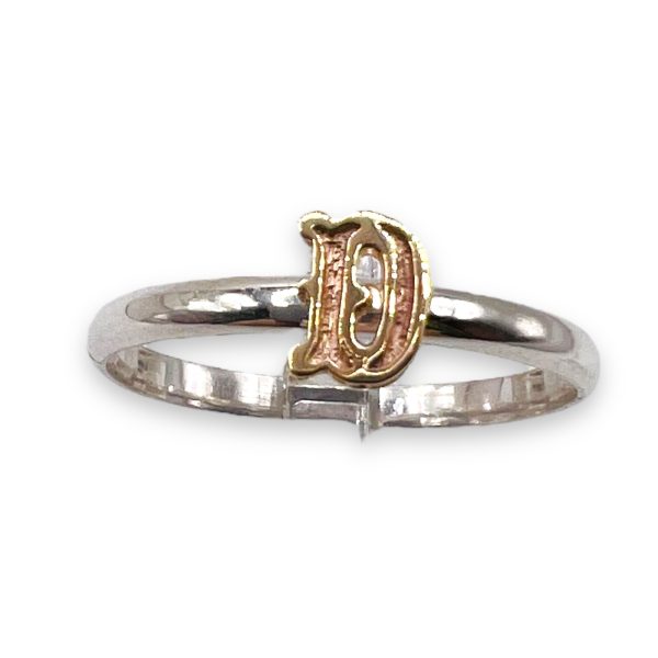 Initial Ring “D” 10k Gold Letter, Size 13.75 | 925 Silver - Image 2