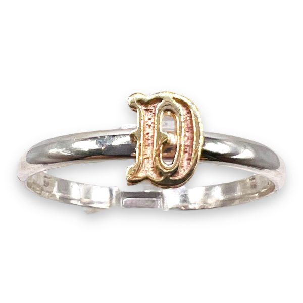 Initial Ring “D” 10k Gold Letter, Size 13.75 | 925 Silver - Image 4