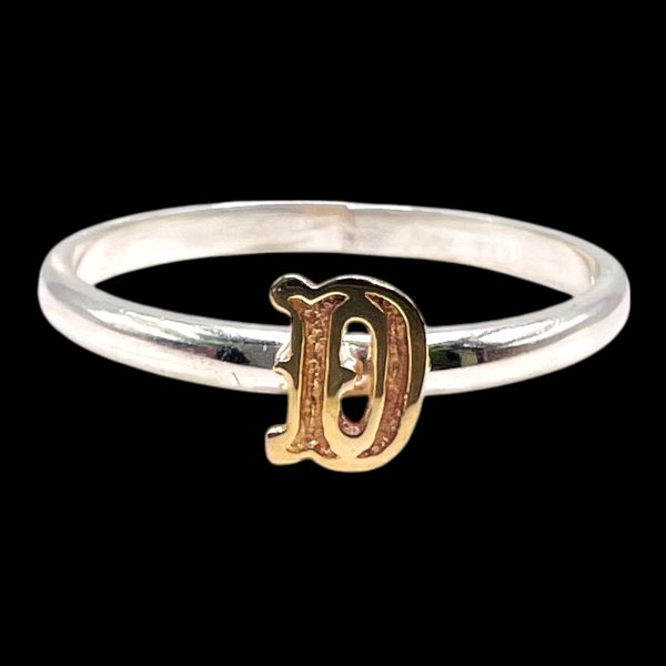 Initial Ring “D” 10k Gold Letter, Size 13.75 | 925 Silver - Image 7