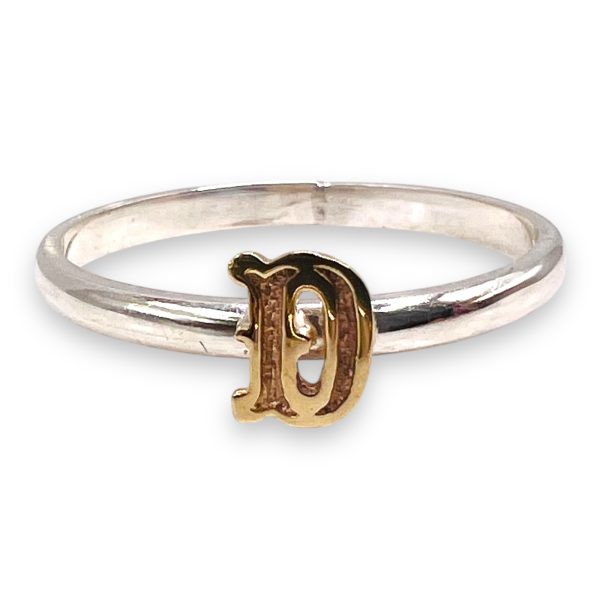 Initial Ring “D” 10k Gold Letter, Size 13.75 | 925 Silver - Image 9