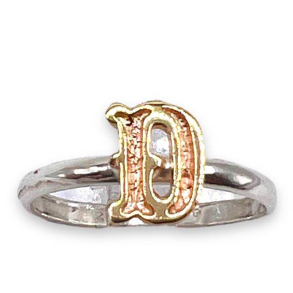 Initial Ring “D” 10k Gold Lettering, Size 4 | 1.5mm Band - Image 8