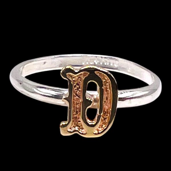 Initial Ring “D” 10k Gold Lettering, Size 4 | 1.5mm Band - Image 7