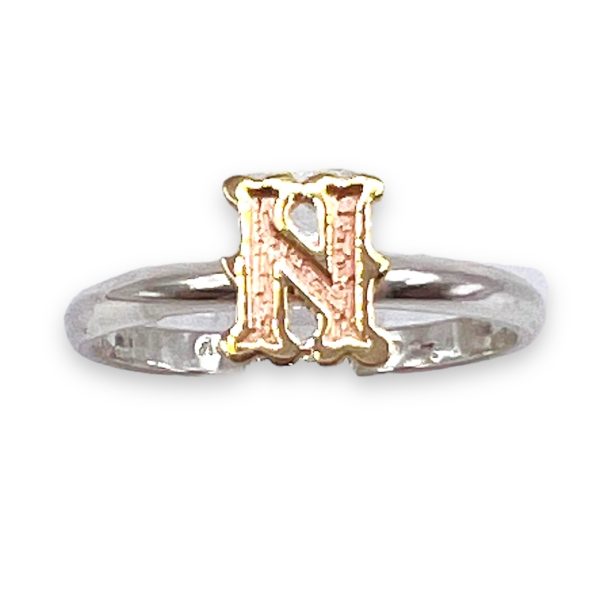 Ring With Initial "N" 10k Gold Letter | Sterling Silver