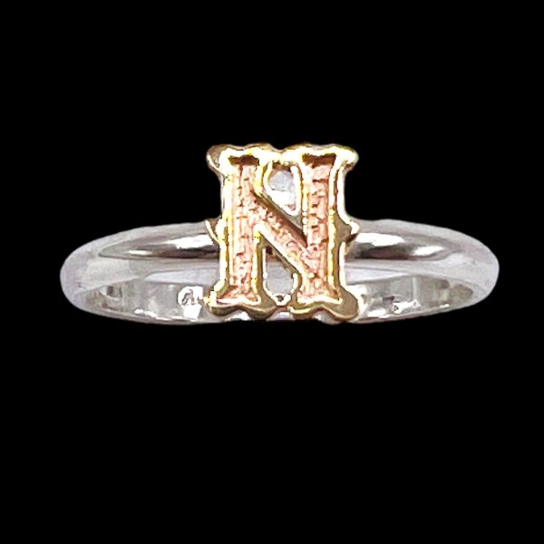 Ring With Initial "N" 10k Gold Letter | Sterling Silver - Image 3