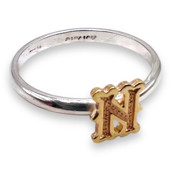 Ring With Initial "N" 10k Gold Letter | Sterling Silver - Image 14