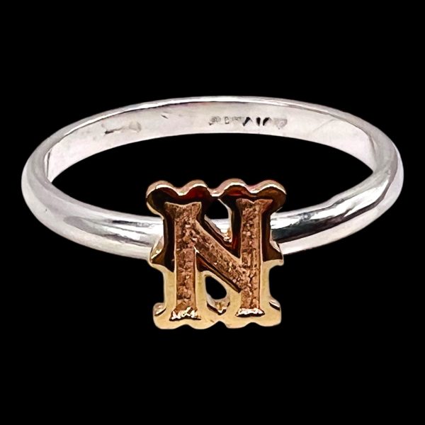 Ring With Initial "N" 10k Gold Letter | Sterling Silver - Image 8