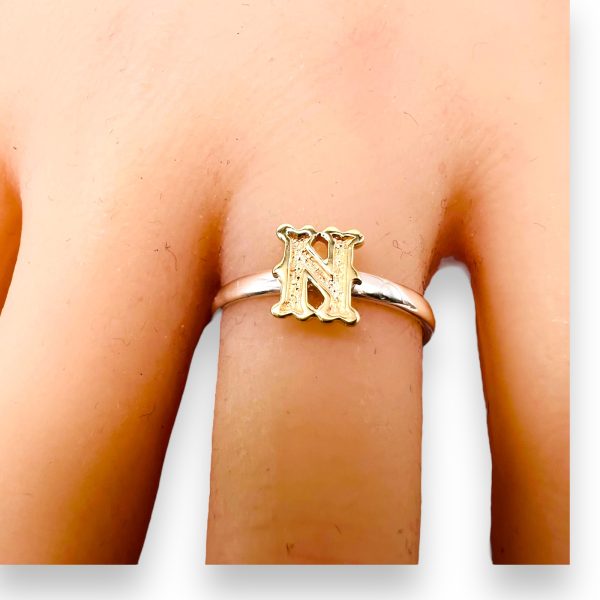 Ring With Initial "N" 10k Gold Letter | Sterling Silver - Image 11