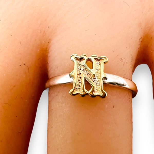 Ring With Initial "N" 10k Gold Letter | Sterling Silver - Image 12