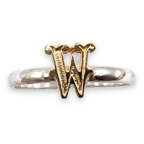 Initial Ring "W" 10k Gold Letter, sz 5.75 | 1.5mm Band - Image 11