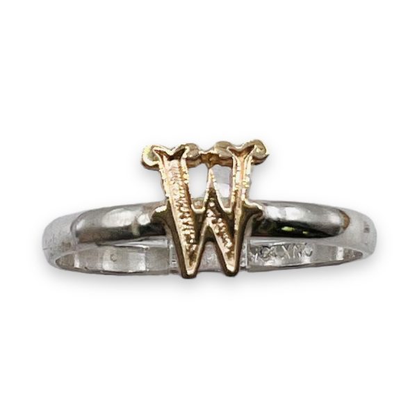 Initial Ring "W" 10k Gold Letter, sz 5.75 | 1.5mm Band - Image 3