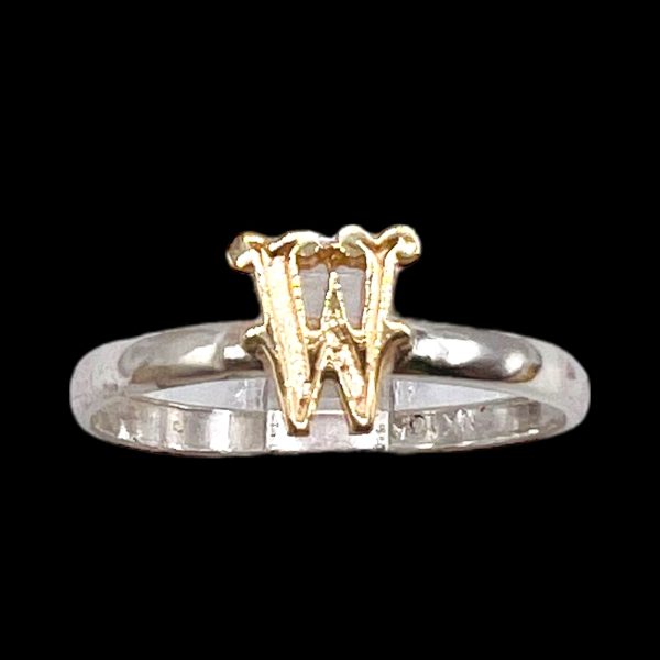 Initial Ring "W" 10k Gold Letter, sz 5.75 | 1.5mm Band - Image 4