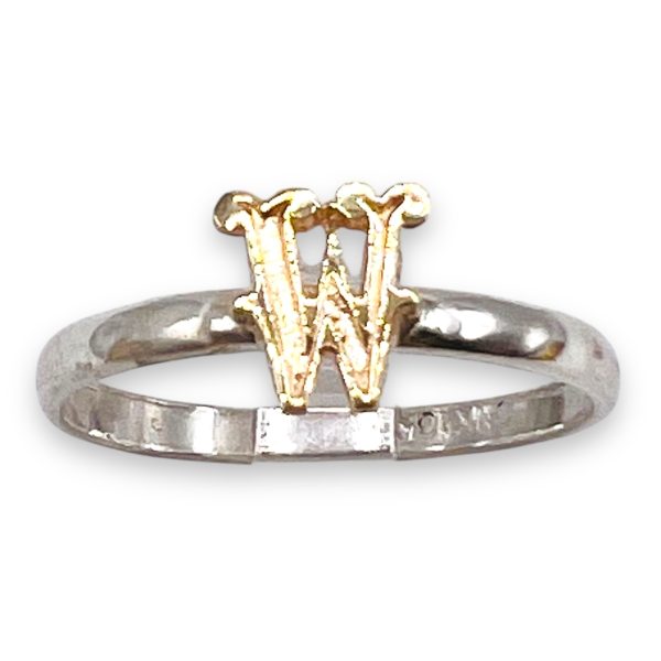 Initial Ring "W" 10k Gold Letter, sz 5.75 | 1.5mm Band - Image 9