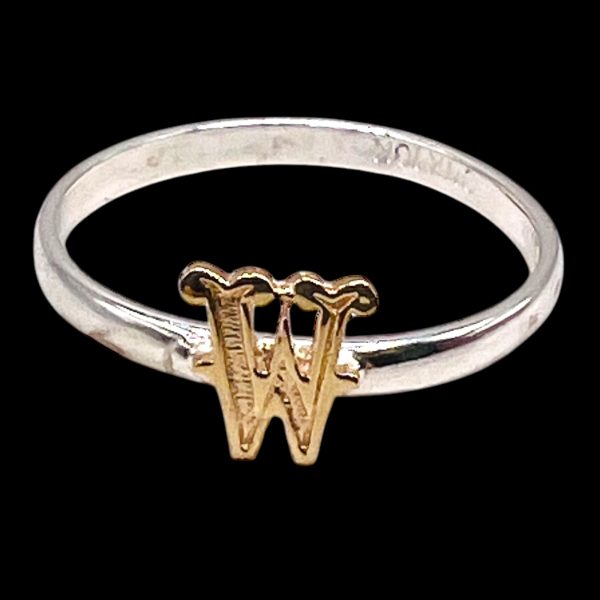 Initial Ring "W" 10k Gold Letter, sz 5.75 | 1.5mm Band - Image 10