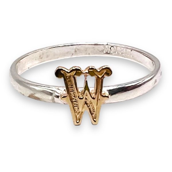 Initial Ring "W" 10k Gold Letter, sz 5.75 | 1.5mm Band