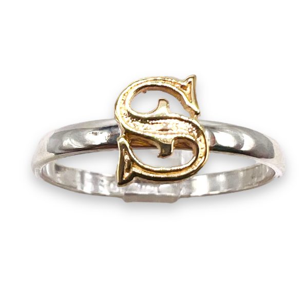 Initial Ring "S" 10k Gold Letter, sz 6.75 | - Image 4