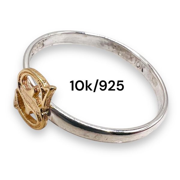 Initial Ring "S" 10k Gold Letter, sz 6.75 | - Image 5