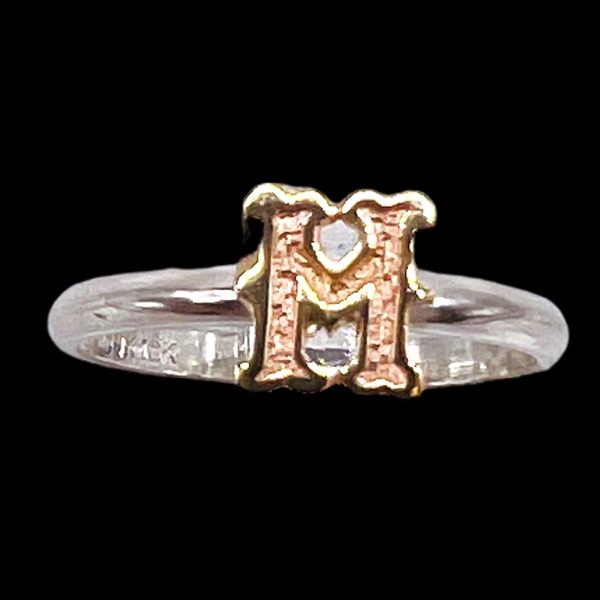 Initial Ring "M" 10k Gold Letter, Size 6 | 1.5mm Silver Band - Image 4