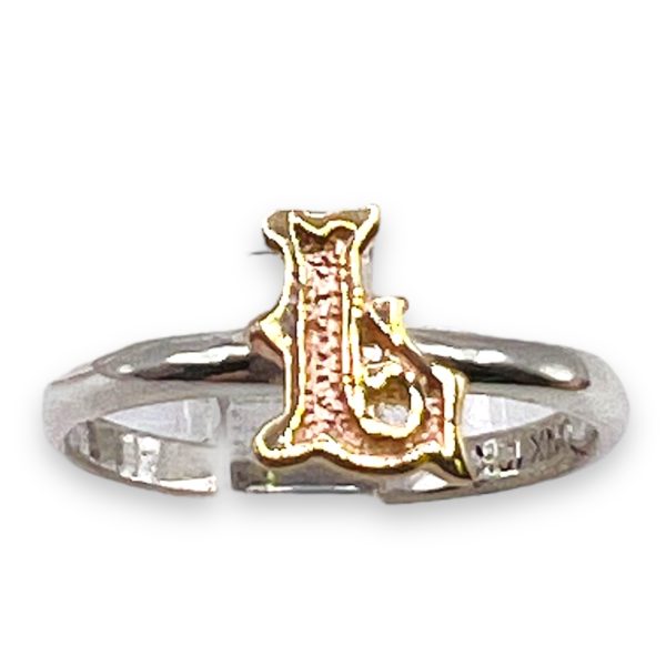 Rings With Letter "L" 10k Gold Initials, Size 4 | 925 Silver